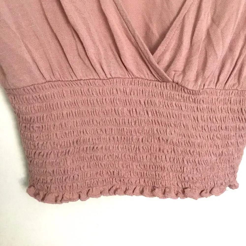 Urban Outfitters Taran Smocked Surplice Cropped Top Long Sleeve Sz S - Picture 7 of 8